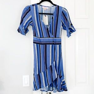 NWT Band of Gypsies Blue Stripe Wrap Dress